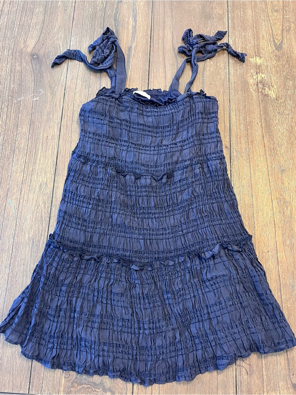 Altar’d State Navy Blue Babydoll Smocked Mini Dress Womens Small